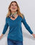 T-shirt met V-hals en lange mouwen (Pruisisch blauw)