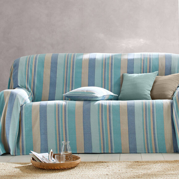 Veelkleurige katoenen plaid, ambachtelijk geweven (celadon)