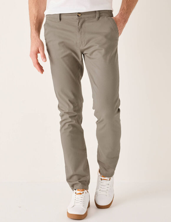 Pantalon chino &eacute;lastiqu&eacute; c&ocirc;t&eacute;s (taupe)