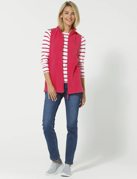 Veste polaire zippée sans manches (framboise)