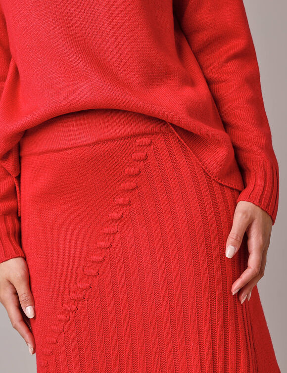 Jupe tricot en maille fantaisie (rouge)