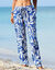 Rechte, bedrukte broek, soepele crepon (blauw / ecru)