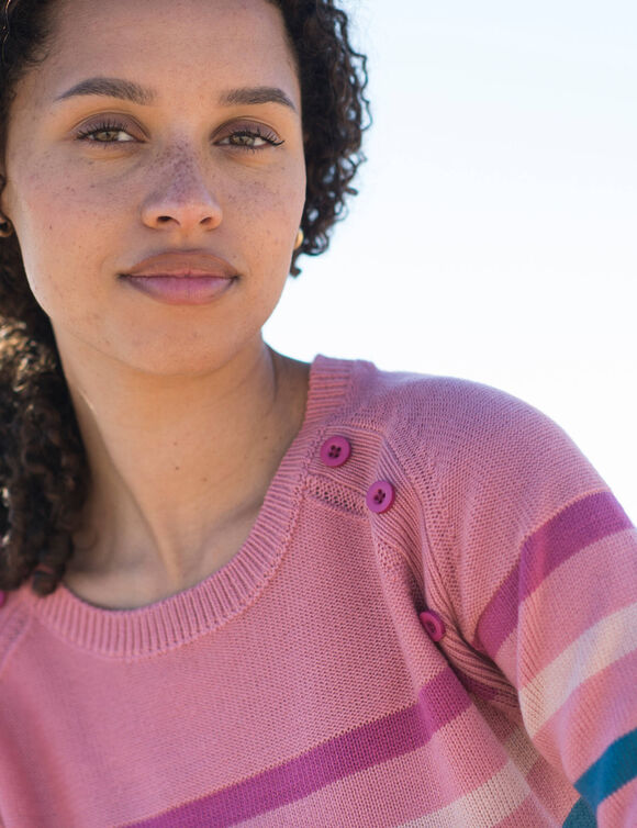 Pull marinière manches longues rayé (bois de rose / multicolore)