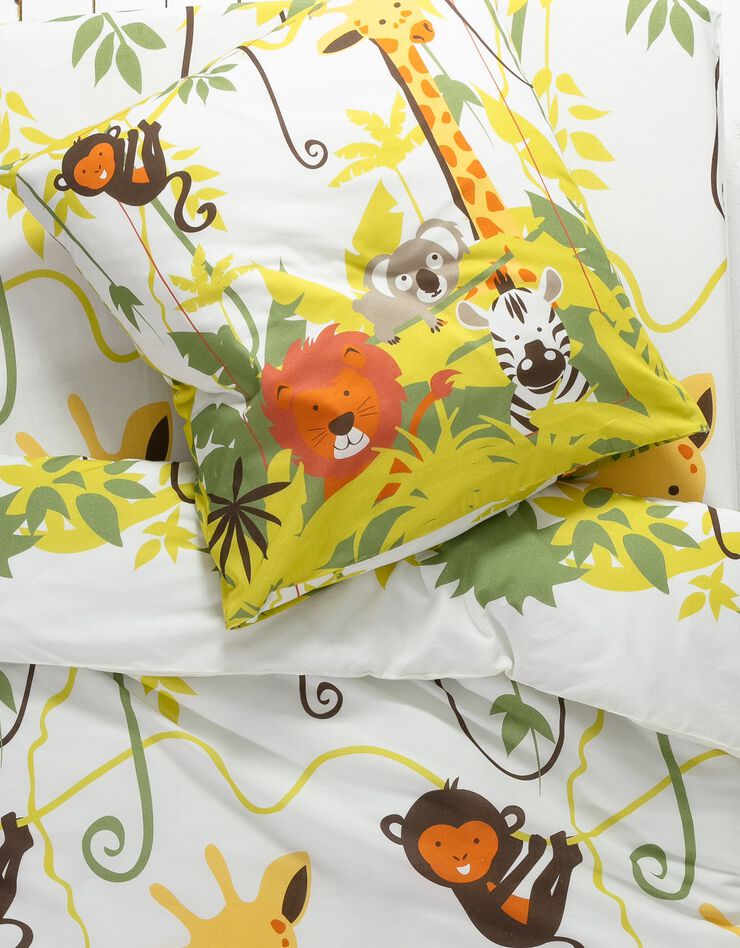 Bedlinnen voor kinderen Jungle, met dierenprint, voor 1 persoon - katoen (beige)