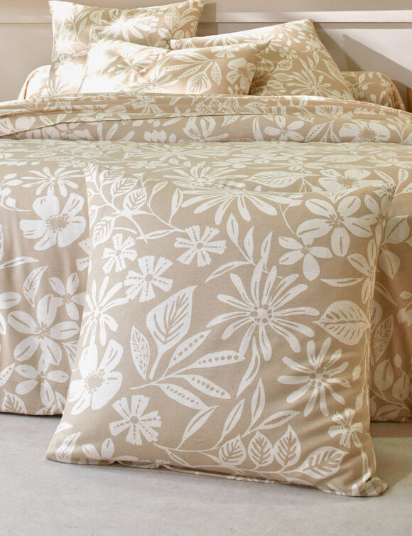 Linge de lit C&eacute;line en flanelle imprim&eacute; floral (sable)