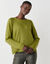 Pull col rond, maille fantaisie toucher doux (vert olive)