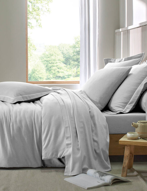 Drap-housse uni flanelle 130g/m&sup2; - bonnet 32 cm (gris perle)