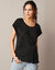 Tuniek T-shirt, plissétricot (zwart)