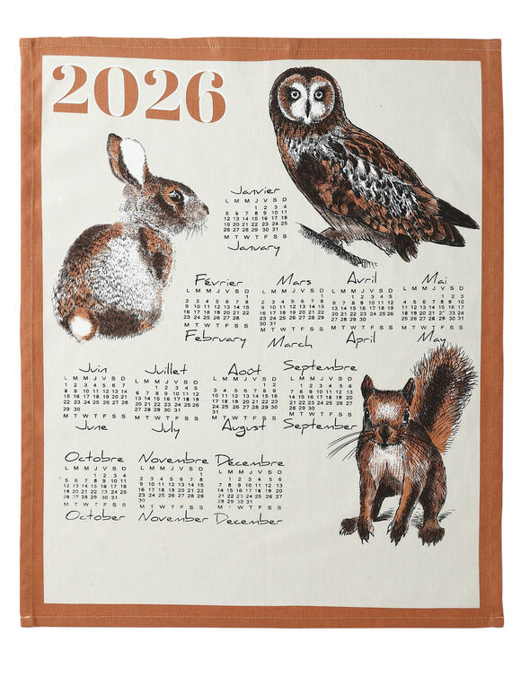 Torchon calendrier chiens chats animaux montagne - lot de 3 (bleu + orange + terracotta)