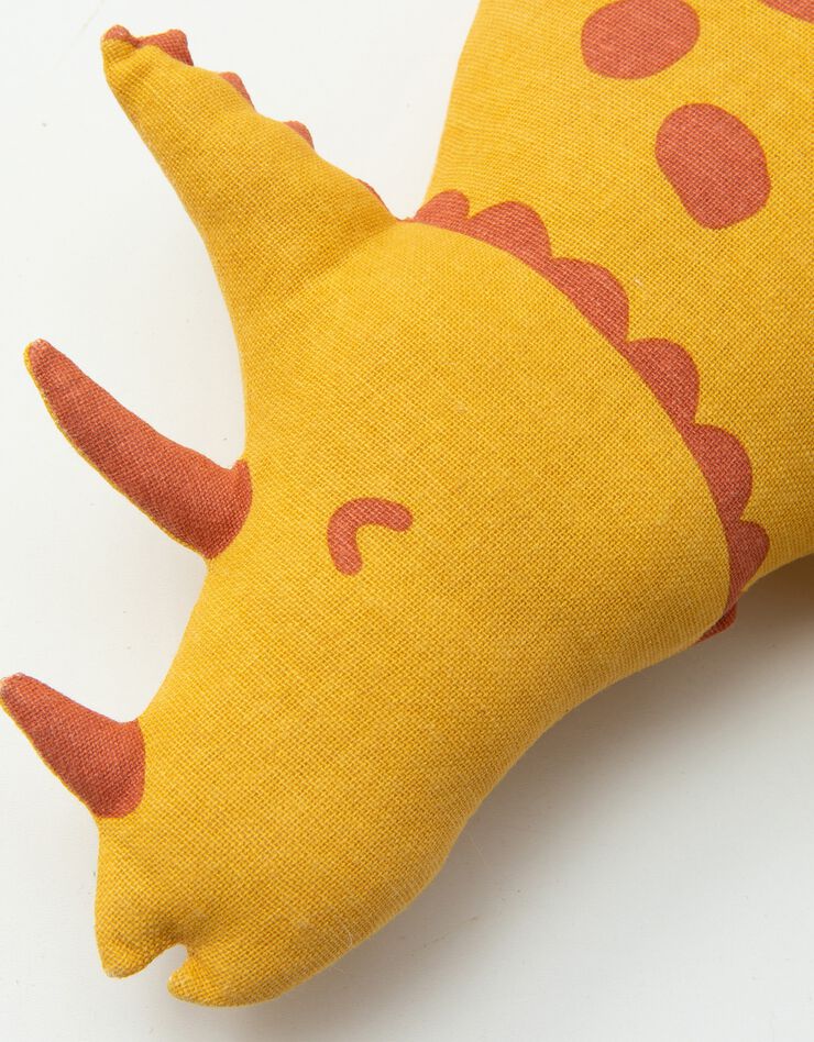 Coussin garni enfant dinosaure "tricératops" (curry)