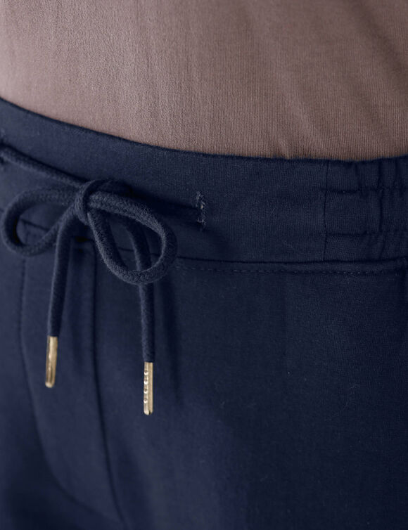 Pantalon jogpant ceinture &eacute;lastiqu&eacute;e molleton  (marine)