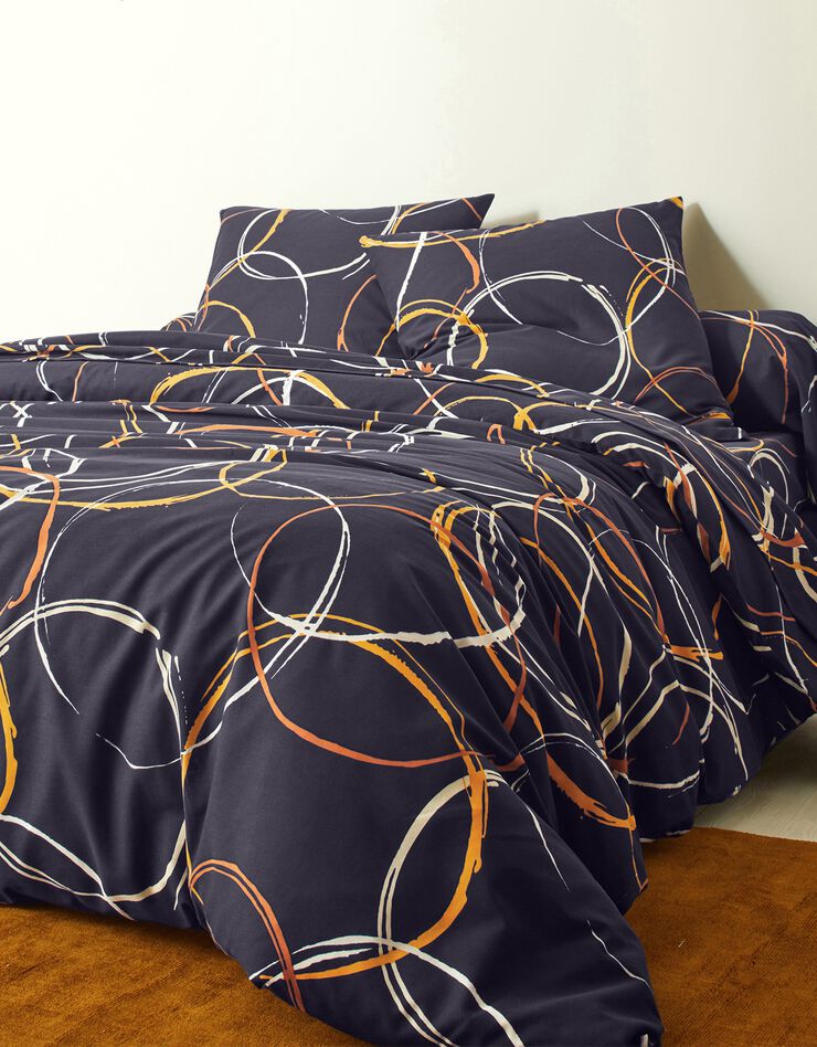 Linge de lit Noémie en polyester-coton imprimé cercles, anthracite Linge de lit Noémie en polyester-coton imprimé cercles, anthracite, hi-res image number 0