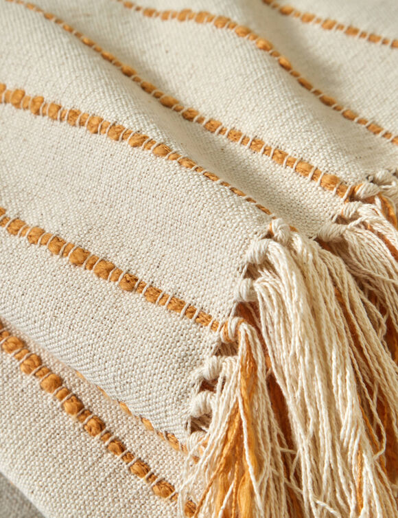 Plaid ou jeté de canapé tissage artisanal (naturel / miel)