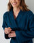 Peignoir court adulte col kimono  - &eacute;ponge bouclette 380 g/m&sup2; (bleu paon)