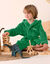 Kinderbadjas met capuchon, personaliseerbaar, dinosaurus, microvezel. (groen)