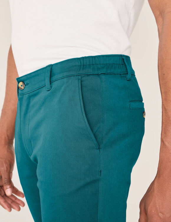 Pantalon chino élastiqué côtés - entrej. 82 cm (bleu pétrole)