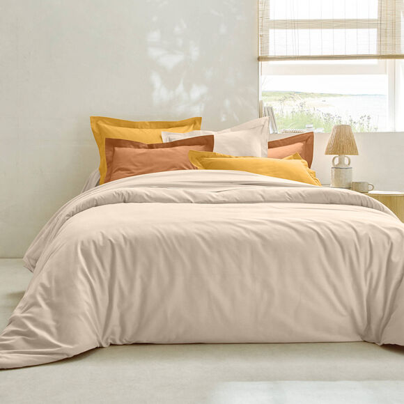 Linge de lit uni coton  (sable)