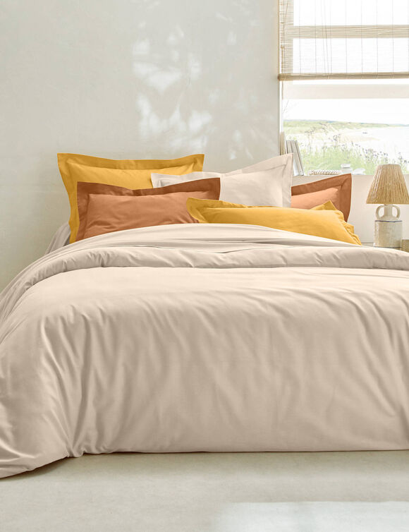 Linge de lit uni coton  (sable)