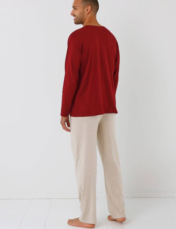 Pyjama met ronde hals en letterprint (bordeaux)