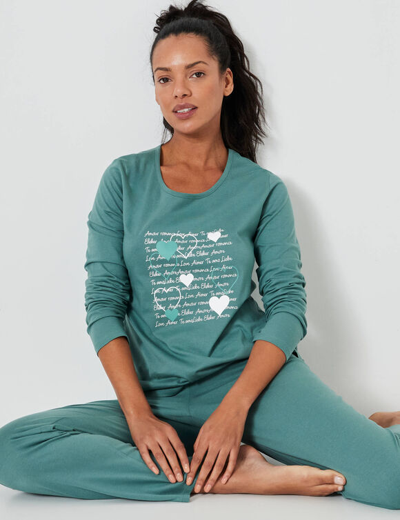 Pyjama imprim&eacute; c&oelig;urs (kaki)