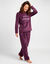 Pyjamabroek met fleece en geborduurd bovenstuk, inclusief slaapmasker voor de nacht (pruim)