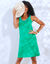 Robe courte évasée décolleté macramé, unie (vert)