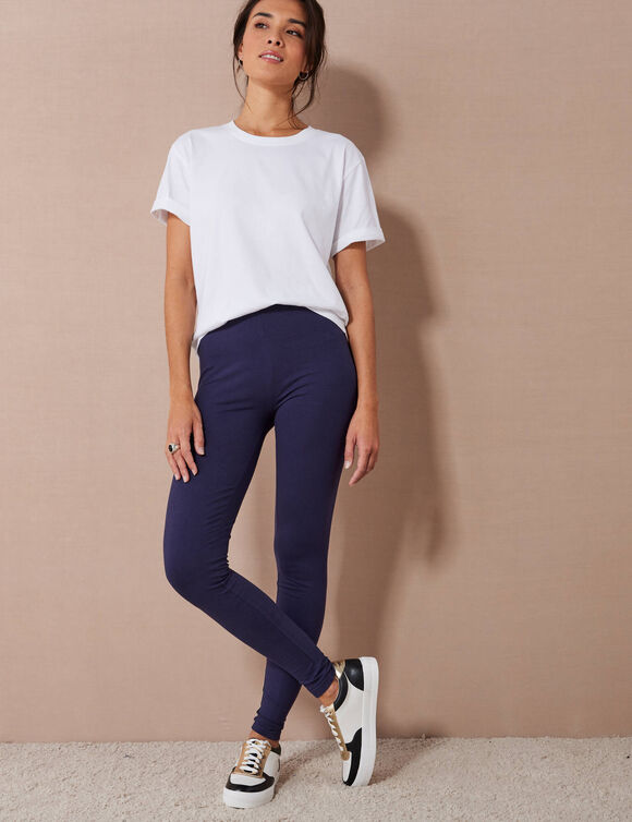 Legging uni maille jersey (marine)