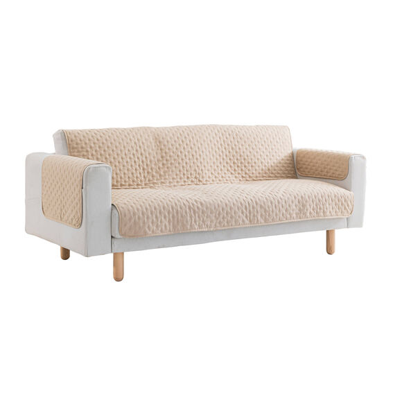 Protège-salon antiglisse microfibre matelassé (mastic)