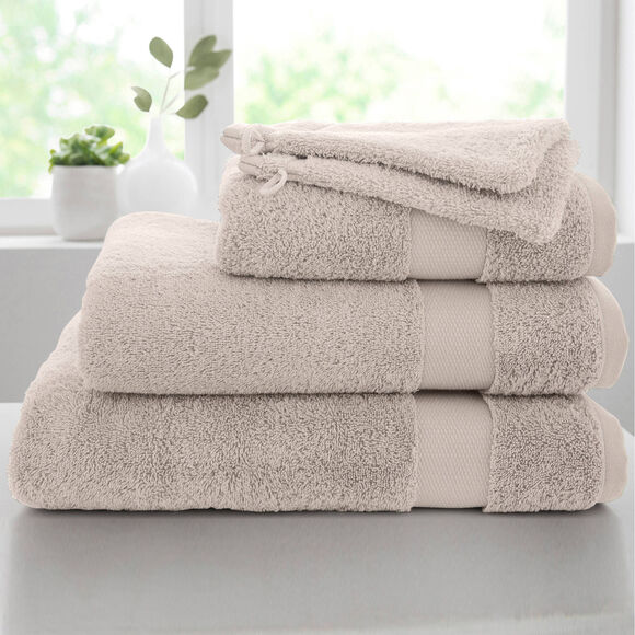 Collection serviettes de bain unies coton modal 500 g/m² (taupe)