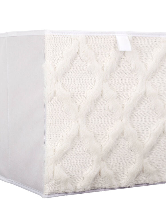Opvouwbare kubus voor opberging, getuft stof (beige)