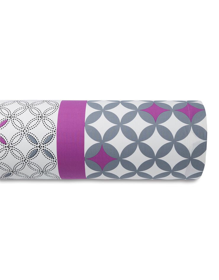 Linge de lit Marlow en coton motifs géométriques (gris / violet)