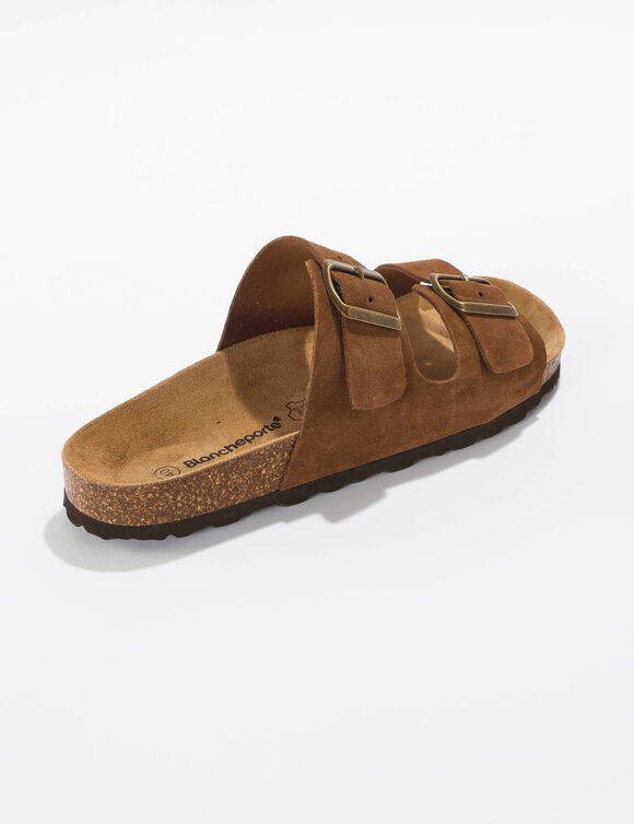 Mules cuir à boucles réglables - marron (marron)