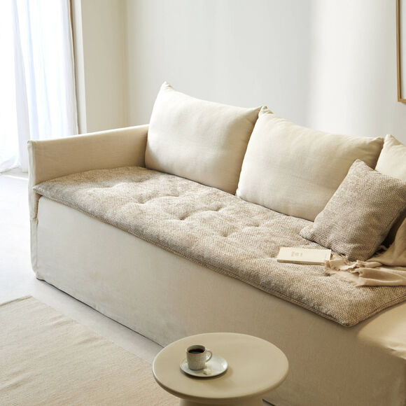 Long coussin de canapé tissage chenille (sable)