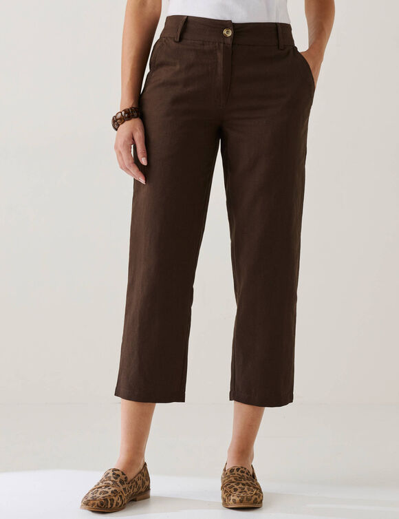 Pantacourt uni coton/lin  (chocolat)