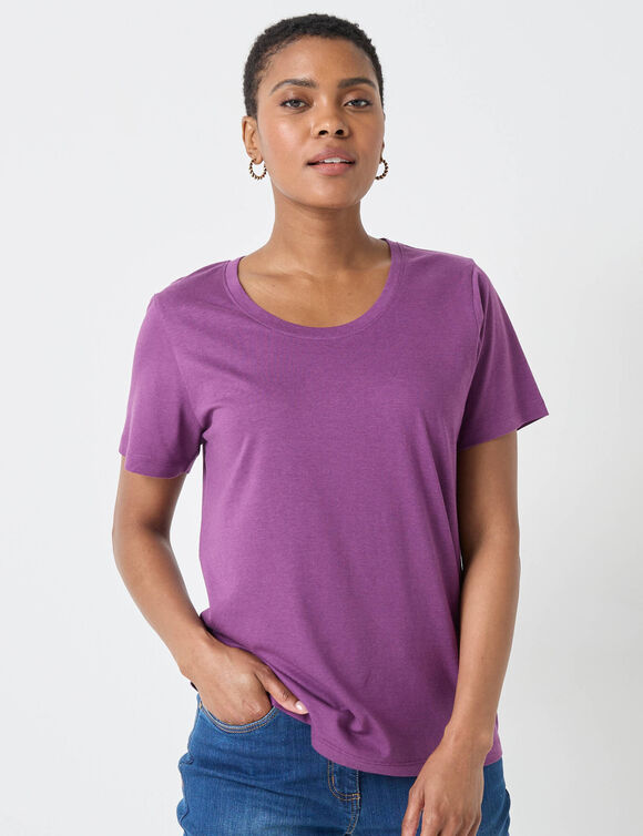 T-shirt met ronde hals en korte mouwen (paars)