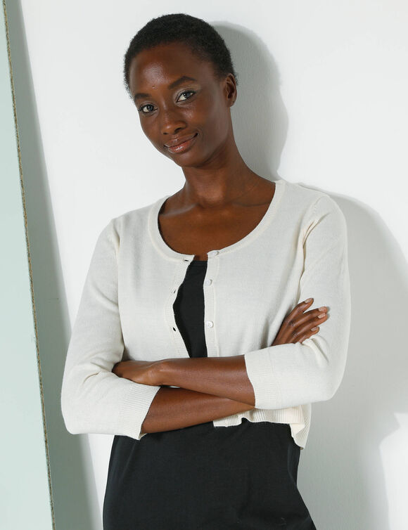 Bolero-vest met knopen, zachte touch (ecru)