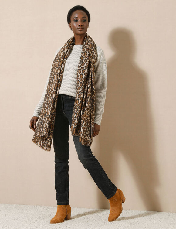 Trui met ronde hals in patenttricot (chin&eacute; beige)