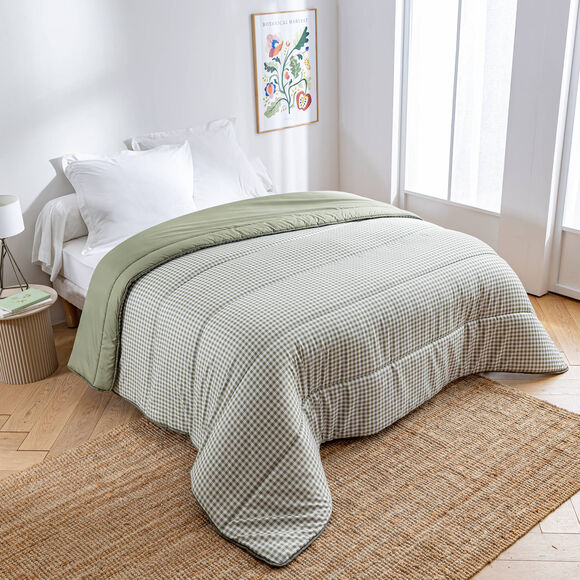 Couette microfibre imprim&eacute; vichy 200 g/m&sup2;  (kaki)