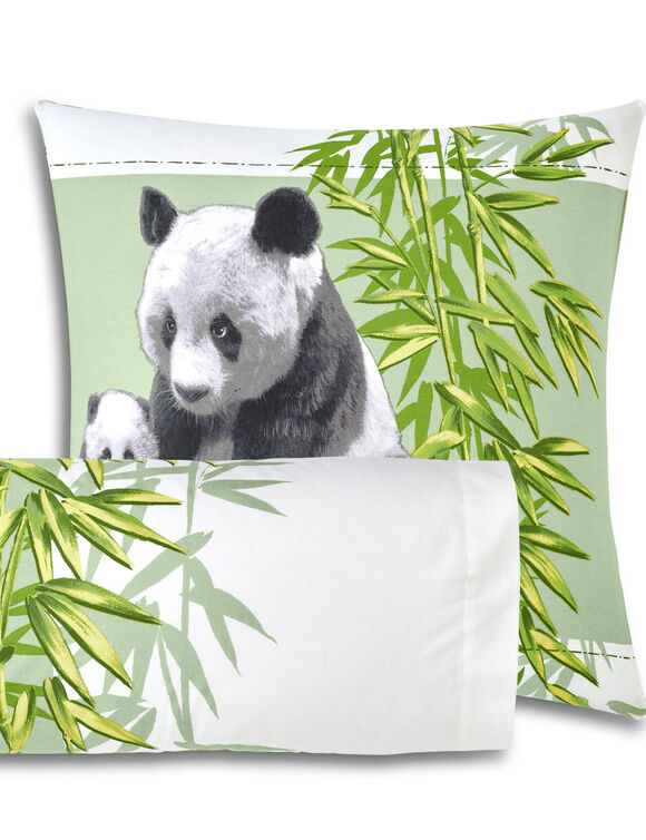 Bedrukt bedlinnen Pandas in polykatoen (groen)