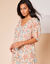 Bloes met knoopsluiting en bloemenprint, crepon (naturel)