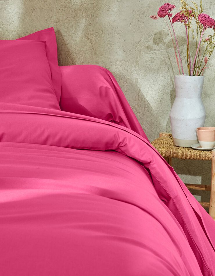 Linge de lit uni - coton bio (rose)