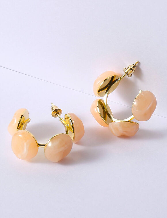 Boucles d'oreilles, forme créoles (rose)