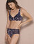 Maxislip in katoen en kant met kasjmierprint Coria - set van 2 (blauw)