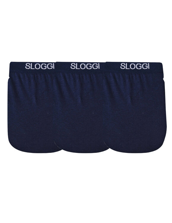 Slip ferm&eacute; forme midi  - lot de 3 (marine)