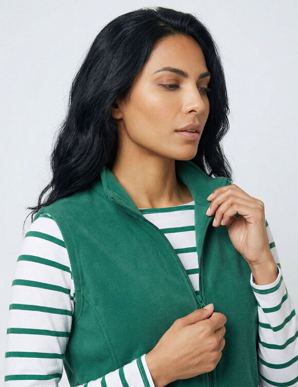 Veste zipp&eacute;e maille polaire, sans manches (vert fonc&eacute;)