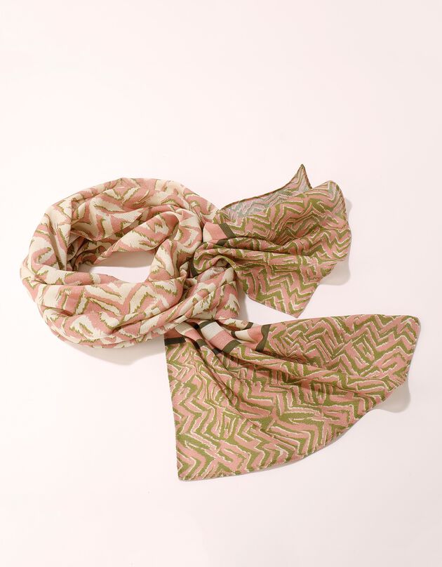 Rechthoekgie foulard, vervaardigd in Frankrijk, met dierenhuidprint 198x38 - biologisch katoen(1) (roze)