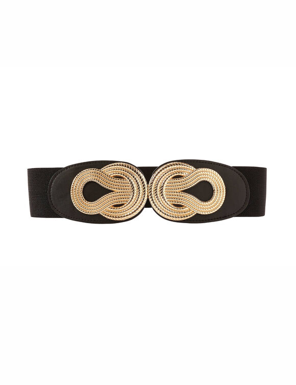Elastische riem met dubbele gesp (zwart)