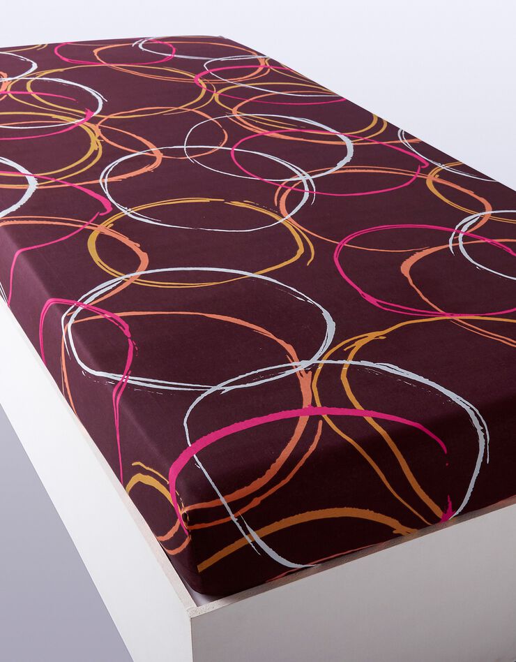 Linge de lit Noémie en polyester-coton imprimé cercles, prune, hi-res image number 3