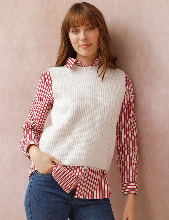 Pull col rond sans manches (écru)