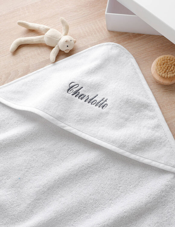 Badcape voor baby, personaliseerbaar (wit)